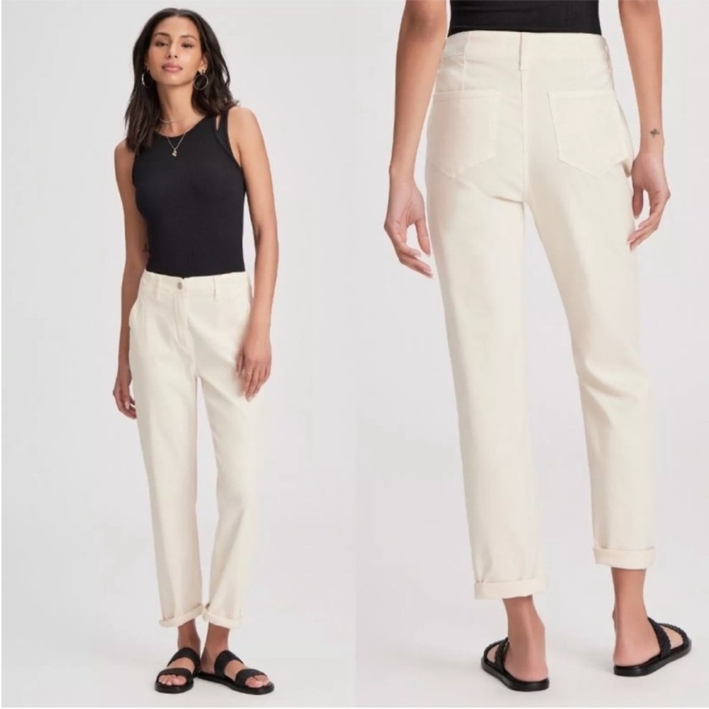 PAIGE Drew High Rise Straight Leg Jeans Pants Cream Quartz Sand White Size 30